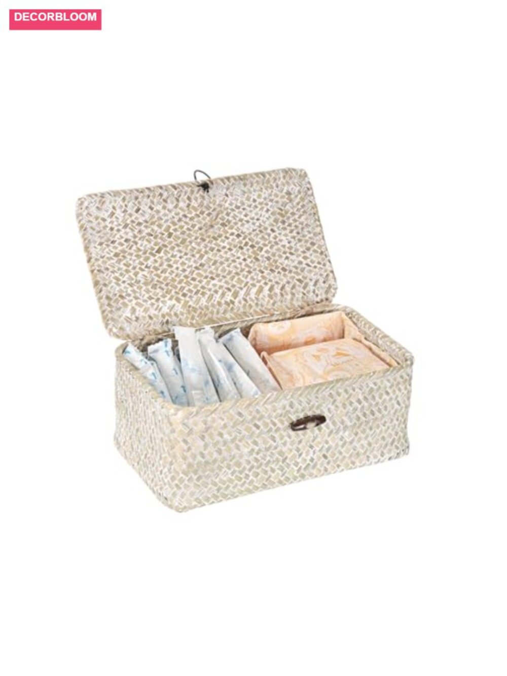 Seagrass Wicker Basket with Lid Handwoven Storage Tampon Holder